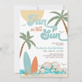 Surven surfen plezier in de zon verjaardag strand  kaart (Voorkant)