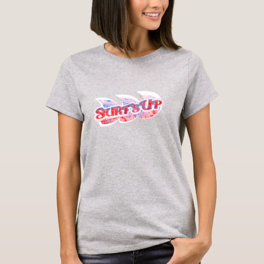 Surven Up dames rood, wit & blauw golf surfen t T-shirt (Voorkant)