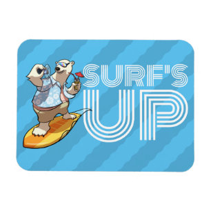 Surven Up Surfing Polar Beer met Cocktail Cartoon Magneet