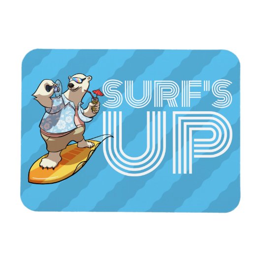 Surven Up Surfing Polar Beer met Cocktail Cartoon Magneet (Horizontaal)