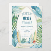 Surven Verjaardagsfeestuitnodiging in blauw Kaart (Voorkant / Achterkant)