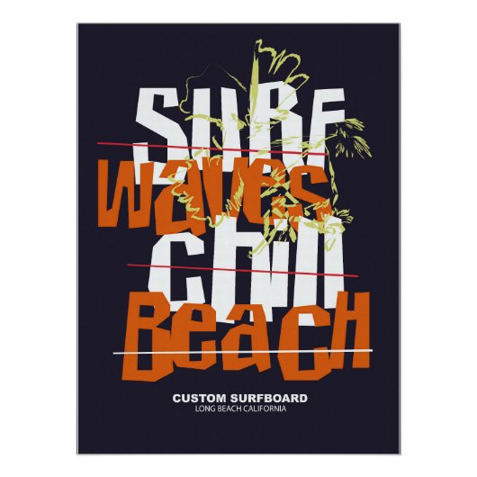 Surven Waves Custom Beach Long Beach Perfect Poster (Voorkant)