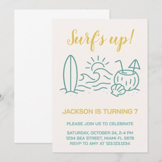 Surven's Up bewerkbare verjaardagsuitnodiging Kaart (Voorkant / Achterkant)