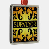 Surveyor Damask Kerstversiering Metalen Ornament (Rechts)