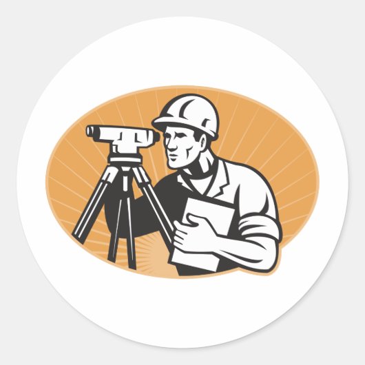 Surveyor Engineer Theodolite Total Station Ronde Sticker (Voorkant)