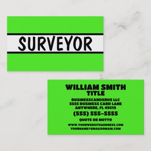 Surveyor Neon Green Visitekaartje (Voorkant / Achterkant)