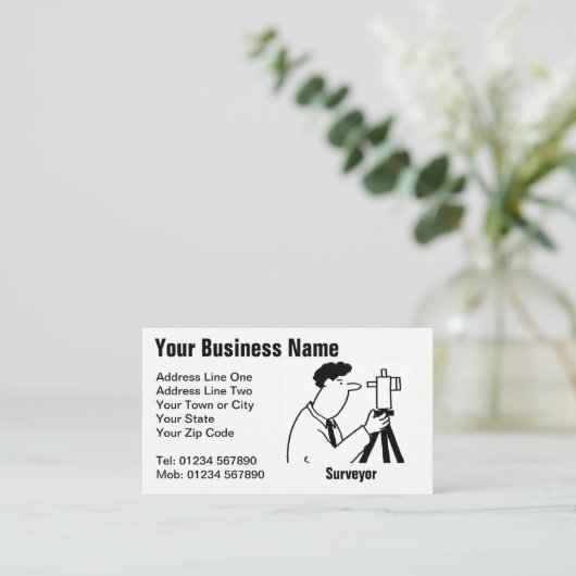 Surveyor Services Cartoon Visitekaartje (Staand voorkant)