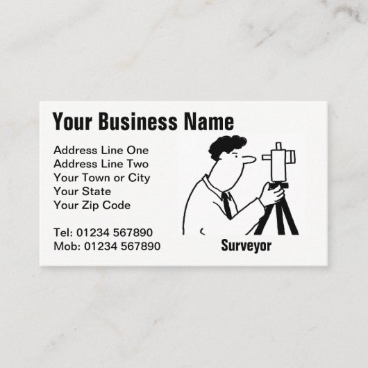 Surveyor Services Cartoon Visitekaartje (Voorkant)