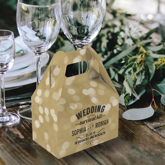 Survival Kit met champagne en grijs huwelijk Bedankdoosjes