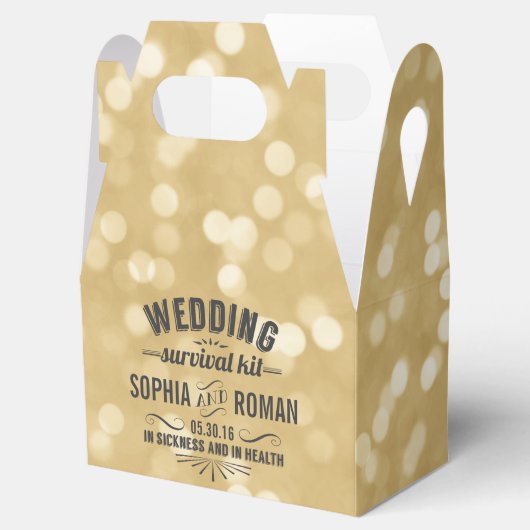 Survival Kit met champagne en grijs huwelijk Bedankdoosjes (Geopend)