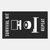 Survival Kit PC Gamer Sushi Sleep Zwart-wit Rechthoekige Sticker (Voorkant)