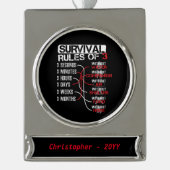 Survival Rules of Three - Wilderness Quiz Verzilverd Banner Ornament (Voorkant)