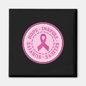 SURVIVE HOPE INSPIRE Wereldkankerdag Gift Pink Ri Magneet (Voorkant)