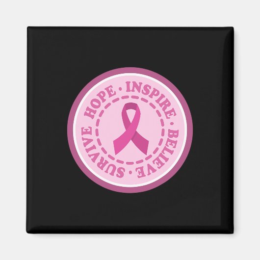 SURVIVE HOPE INSPIRE Wereldkankerdag Gift Pink Ri Magneet (Voorkant)