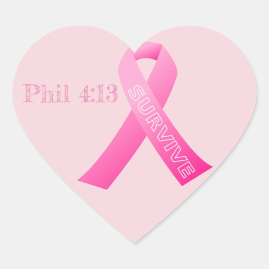 Survive Phil 4:13 Roze lint Hart Sticker (Voorkant)