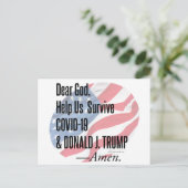 Surviving Covid-19 & Donald Trump. Briefkaart (Staand voorkant)
