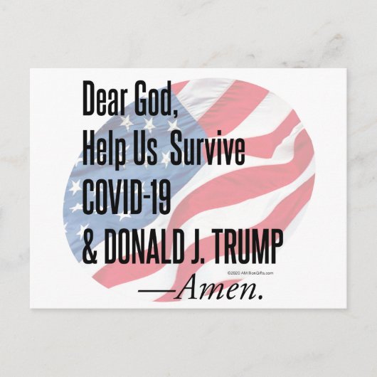 Surviving Covid-19 & Donald Trump. Briefkaart (Voorkant)
