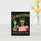 Surviving Purely Out Of Ste Retro Zombie Halloween Kaart (Gele Bloem)