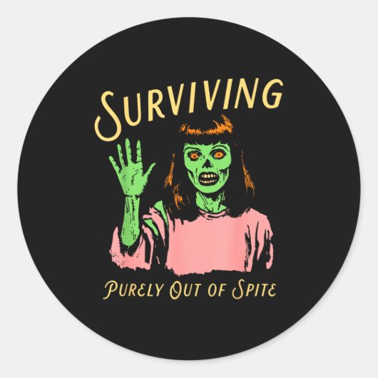 Surviving Purely Out Of Ste Retro Zombie Halloween Ronde Sticker (Voorkant)