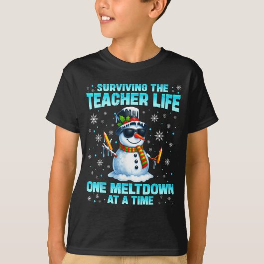 Surviving The Teacher Life Pjs Pajamas Christmas X T-shirt (Voorkant)
