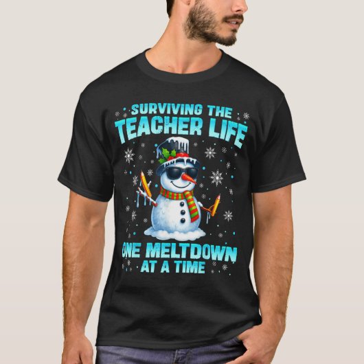 Surviving The Teacher Life Pjs Pajamas Christmas X T-shirt (Voorkant)