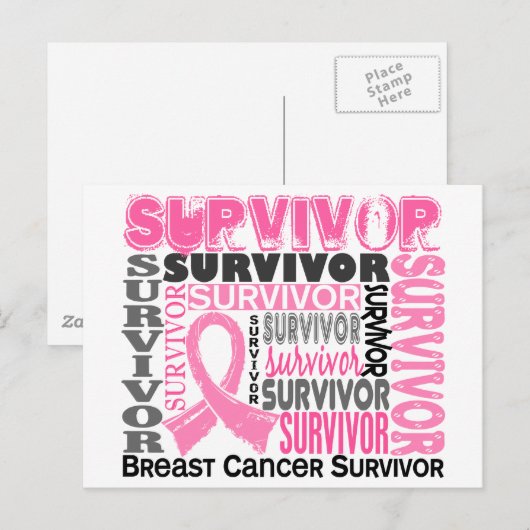 Survivor 10 Borstkanker Briefkaart (Voorkant / Achterkant)