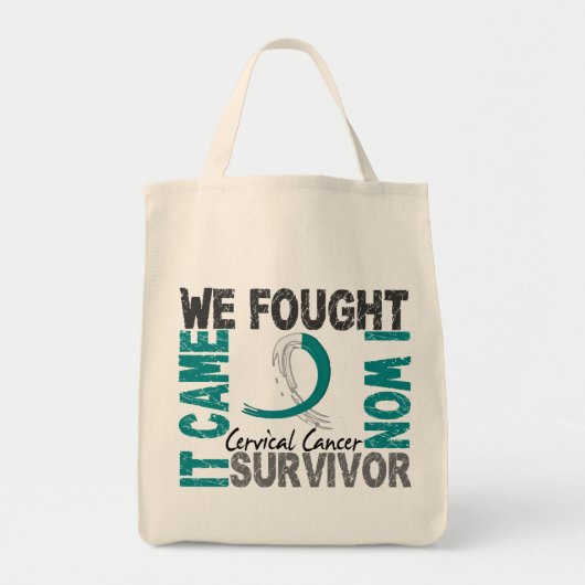 Survivor 5 Cervicale Kanker Tote Bag (Voorkant)