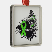 Survivor Abstracte Butterfly Non-Hodgkins Lymfoom Metalen Ornament (Rechts)