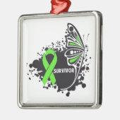 Survivor Abstracte Butterfly Non-Hodgkins Lymfoom Metalen Ornament (Links)