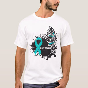 Survivor Abstracte Butterfly Ovarium Cancer T-shirt