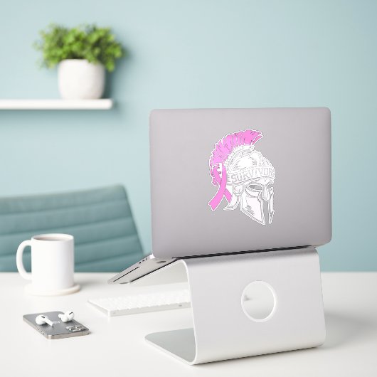 Survivor Borstkanker Sticker (Laptop op bureau)