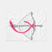 Survivor Bow Arrow Warrior Hope Pink Ribbon Breast Fleece Deken (Voorkant (Horizontaal))