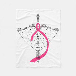 Survivor Bow Arrow Warrior Hope Pink Ribbon Breast Fleece Deken