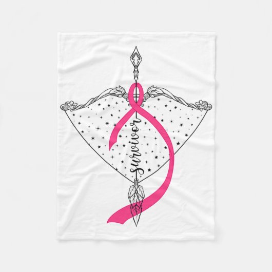 Survivor Bow Arrow Warrior Hope Pink Ribbon Breast Fleece Deken (Voorkant)