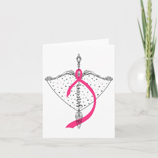 Survivor Bow Arrow Warrior Hope Pink Ribbon Breast Kaart (Voorkant)