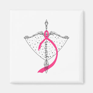 Survivor Bow Arrow Warrior Hope Pink Ribbon Breast Magneet