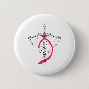 Survivor Bow Arrow Warrior Hope Pink Ribbon Breast Ronde Button 5,7 Cm