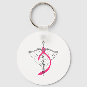 Survivor Bow Arrow Warrior Hope Pink Ribbon Breast Sleutelhanger