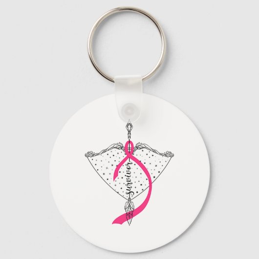 Survivor Bow Arrow Warrior Hope Pink Ribbon Breast Sleutelhanger (Voorkant)