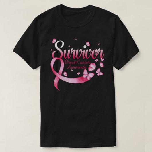 Survivor Breast Cancer Awareness Butterfly T-shirt (Design voorkant)