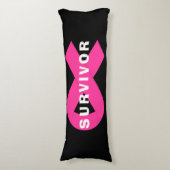 Survivor Breast Cancer Bewustheid Roze lint Lichaamskussen (Voorkant Verticaal)