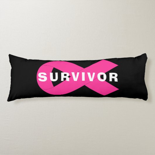 Survivor Breast Cancer Bewustheid Roze lint Lichaamskussen (Voorkant)