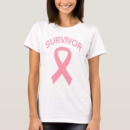 Survivor Breast Cancer Roze t-shirt met lint (Voorkant)