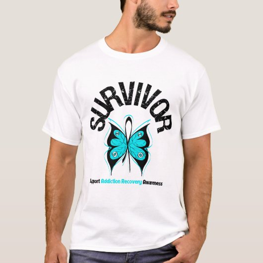 SURVIVOR Butterfly Addication Recovery T-shirt (Voorkant)