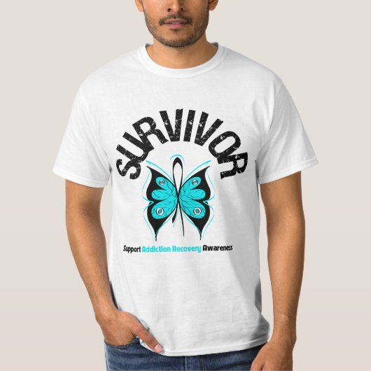 SURVIVOR Butterfly Addication Recovery T-shirt (Voorkant)