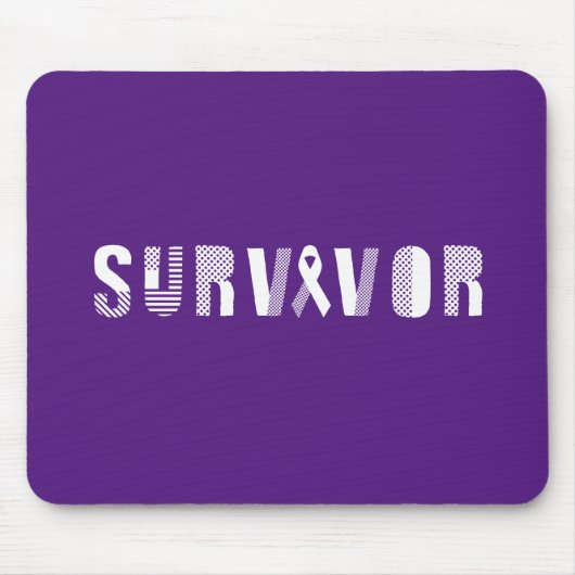 Survivor Cancer Ribbon Inspirerend Motivatie Muismat (Voorkant)
