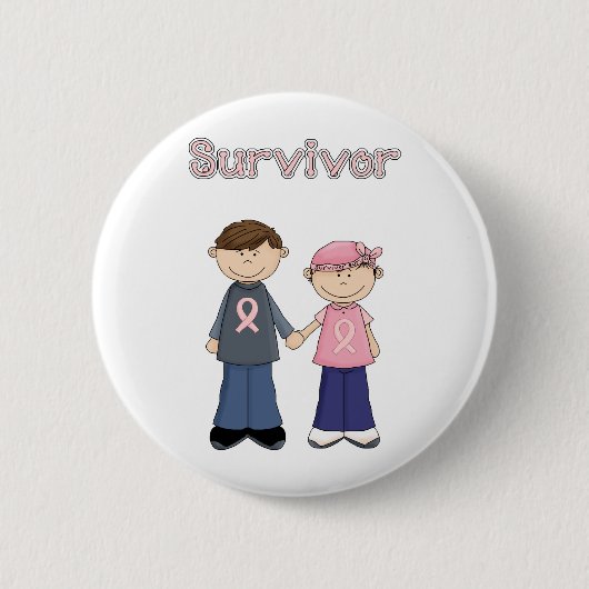 Survivor Cartoon Ronde Button 5,7 Cm (Voorkant)