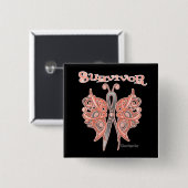 Survivor Celtic Butterfly - Endometrial Cancer Vierkante Button 5,1 Cm (Voorkant /achterkant)
