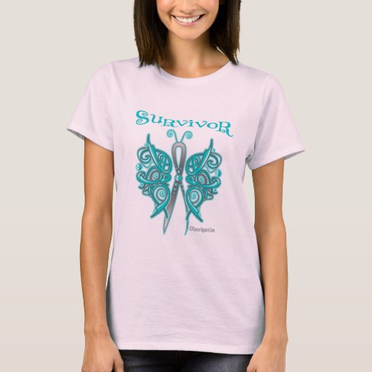 Survivor Celtic Butterfly - Ovariumkanker T-shirt (Voorkant)