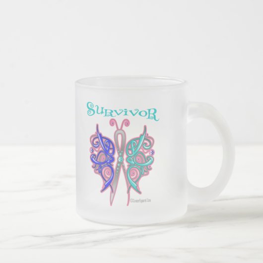 Survivor Celtic Butterfly - Thyroid Cancer Matglas Koffiemok (Rechts)
